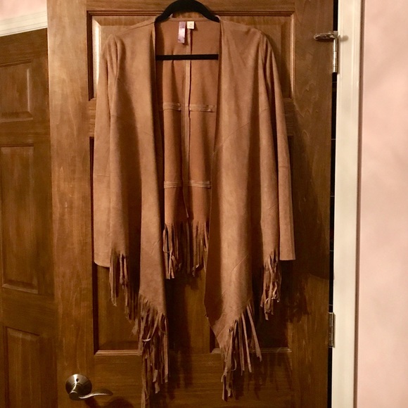 Fringe jacket leather faux leather suede Bohemian - Picture 1 of 3